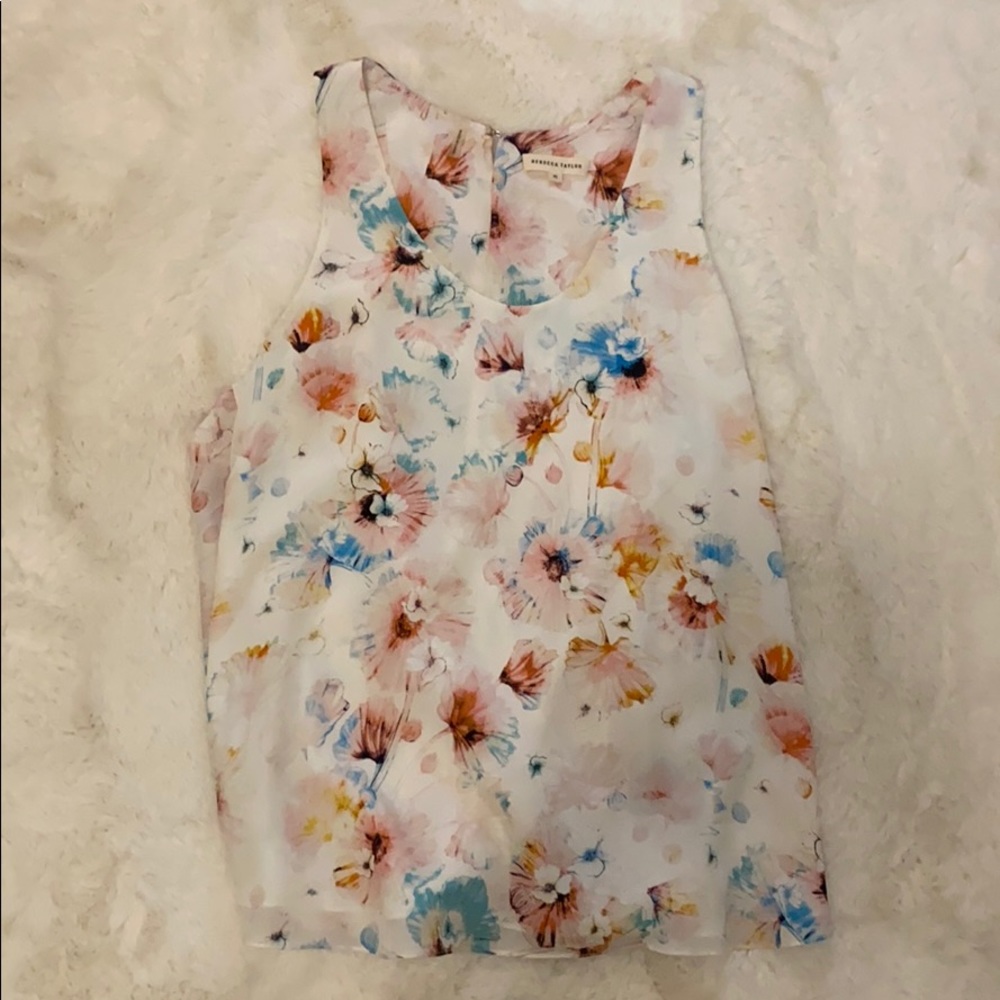 Rebecca Taylor 100% silk floral sleeveless top